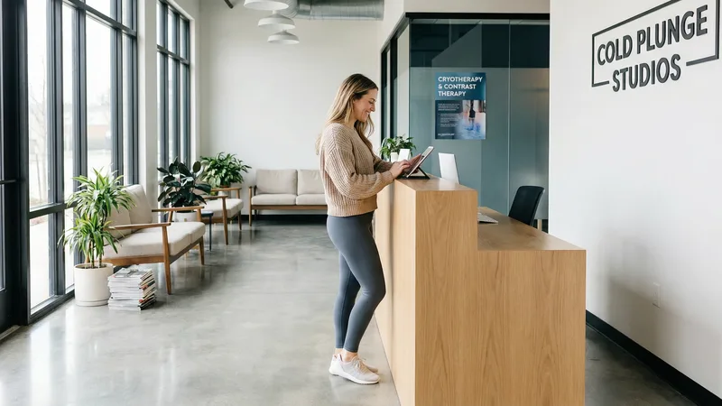 Side-by-side view of a sauna and cold plunge pool at a contrast therapy studio