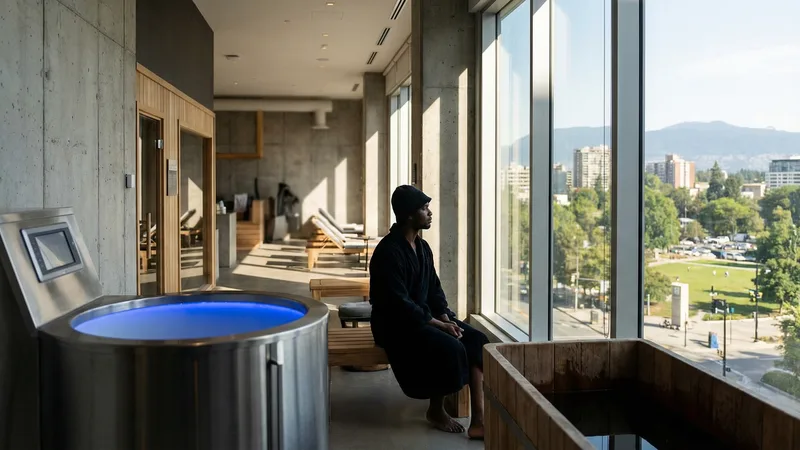 Pricing board at a cold plunge facility showing membership plans and session packages