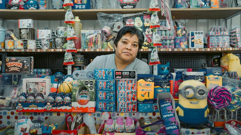 Shopper reviewing organized list on phone before entering a dollar discount store