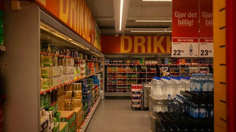 Interior of a discount variety store showing cleaning supplies, seasonal items, and pantry staples