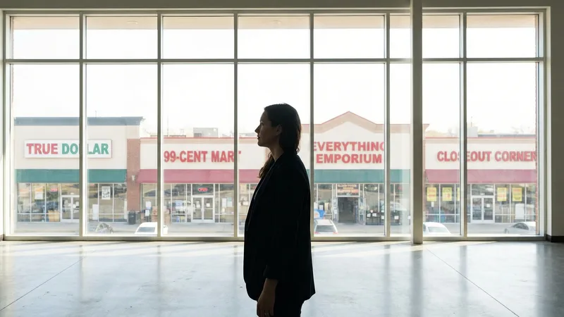 Inside a dollar store showing organized shelves with discount variety products and bargain prices