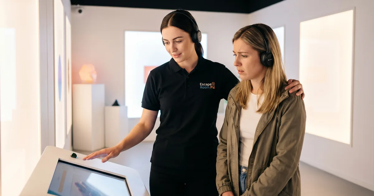 Group of friends engaging in an Escape Room Pal activity together
