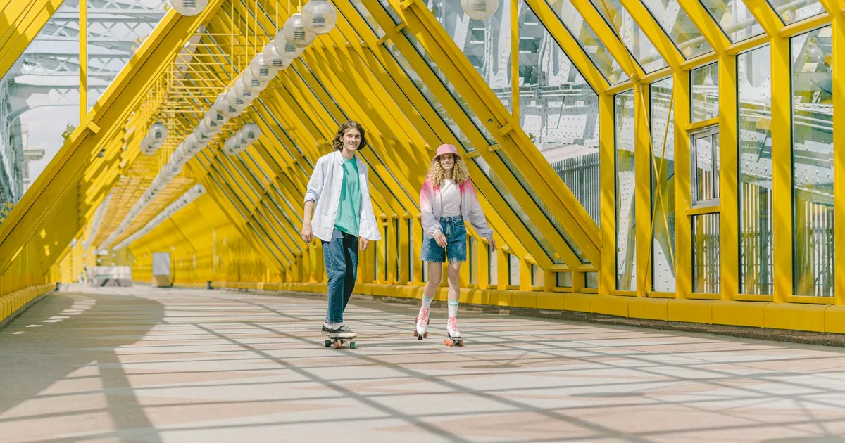 A family having fun at a Skating Rink Pal roller skating event.