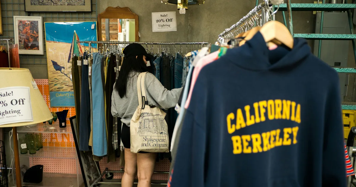 Couple enjoying a fun shopping experience at Thrift Store Pal